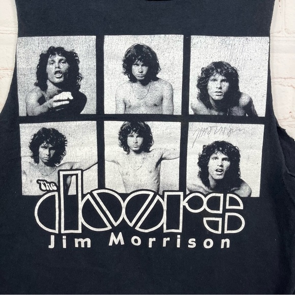 Vintage Jim Morrison Tank Top Womens Medium Black Sleeveless Band Double Sided - Picture 2 of 12